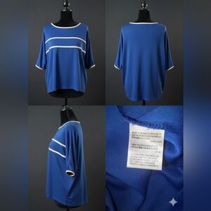 Alfani Blue Blouse with White Trim